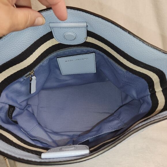 Marc Jacobs Gotham Pebble Leather Adjustable Crossbody Bucket Bag, Sky Blue - Picture 3 of 6